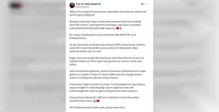 Savunma sanayii başkanından Deniz Kuvvetleri Günü mesajı