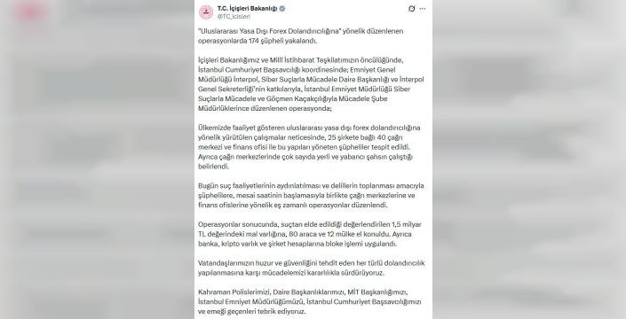 Yasa dışı forex dolandırıcılığına yönelik 174 gözaltı