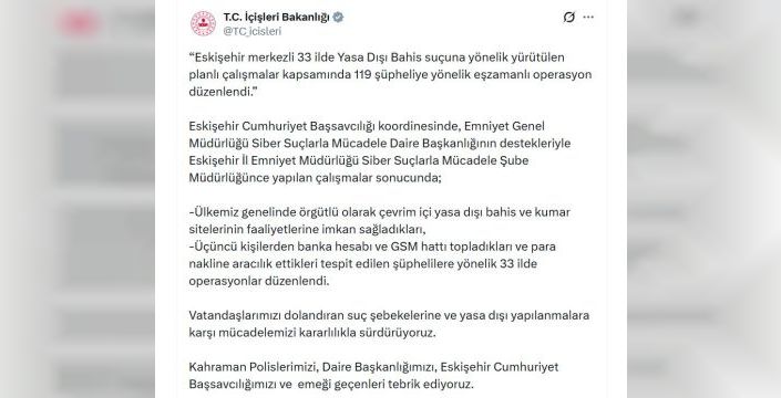 33 ilde yasa dışı bahise büyük operasyon