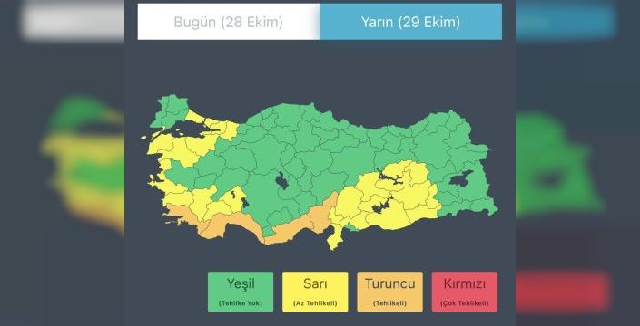 4 ile turuncu, 25 ile sarı yağış uyarısı