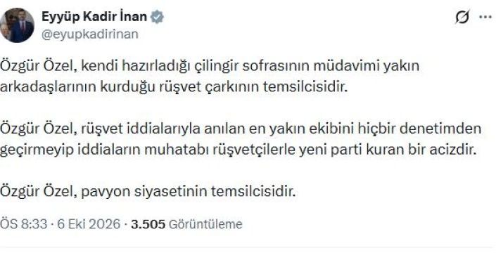 AK Parti Genel Sekreteri İnan'dan Özgür Özel'e eleştiri