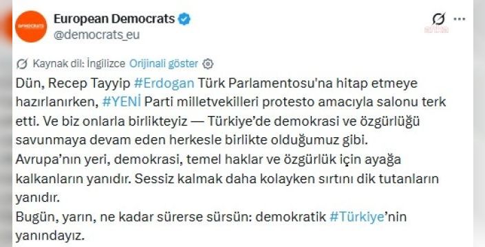 Avrupa Demokrat Partisi YENİ Parti'yi destekledi