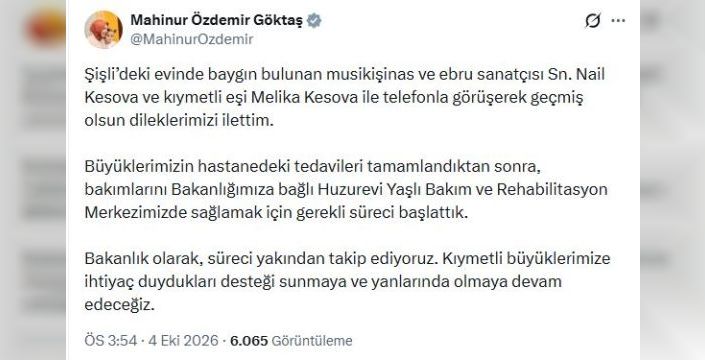 Bakan Göktaş, Nail Kesova'ya geçmiş olsun dileğinde bulundu