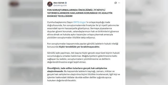 Bakan Gürlek: İadeler hak sahiplerine ulaşacak