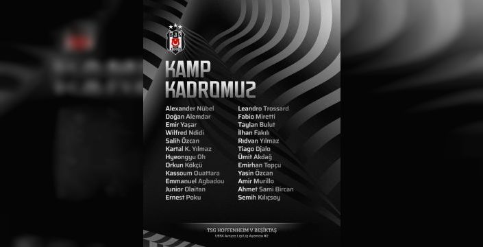 Beşiktaş, Hoffenheim maçı için kamp kadrosunu belirledi