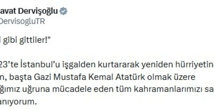 Dervişoğlu'ndan İstanbul'un kurtuluşuna özel mesaj