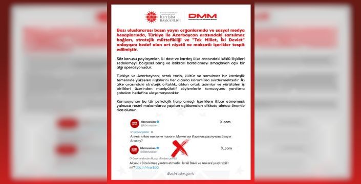 DMM, Türkiye-Azerbaycan ilişkilerine yönelik dezenformasyonları kınadı