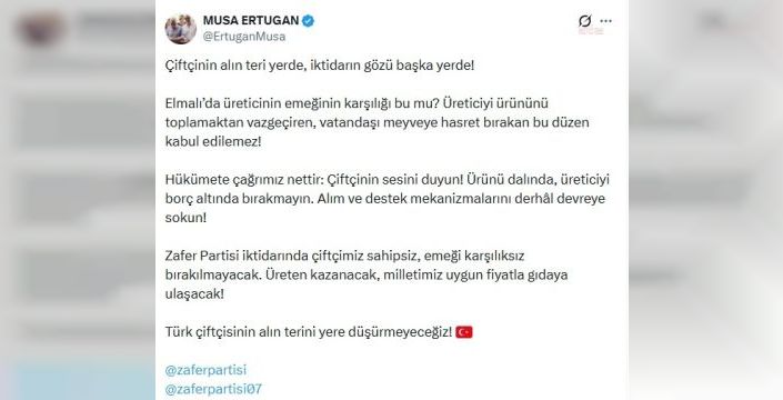 Ertugan'dan çiftçiler için acil çağrı