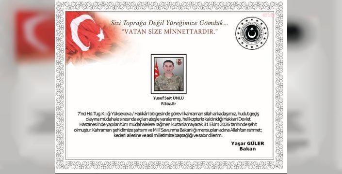 Hakkari'de hudut olayına müdahale eden asker şehit düştü