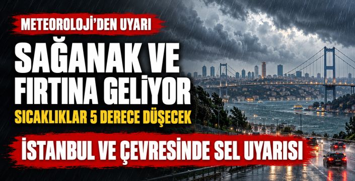 Meteoroloji’den sağanak ve fırtına uyarısı: Sıcaklıklar 5 derece düşecek