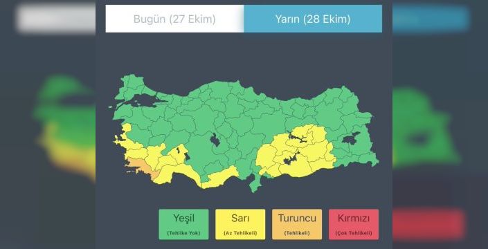 Muğla'ya turuncu, 17 ile sarı meteoroloji uyarısı