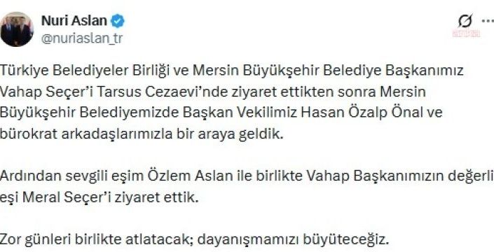 Nuri Aslan, Vahap Seçer'i cezaevinde ziyaret etti
