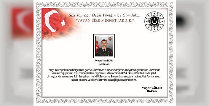 Pençe-Kilit operasyonunda silah kazası: Bir uzman çavuş şehit