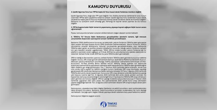 Takasbank'tan TPP ve TEFAS iddialarına yanıt