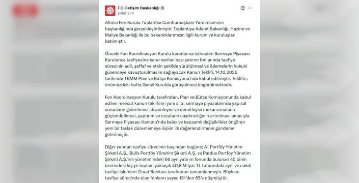 Tasfiye fonları 65'e düştü