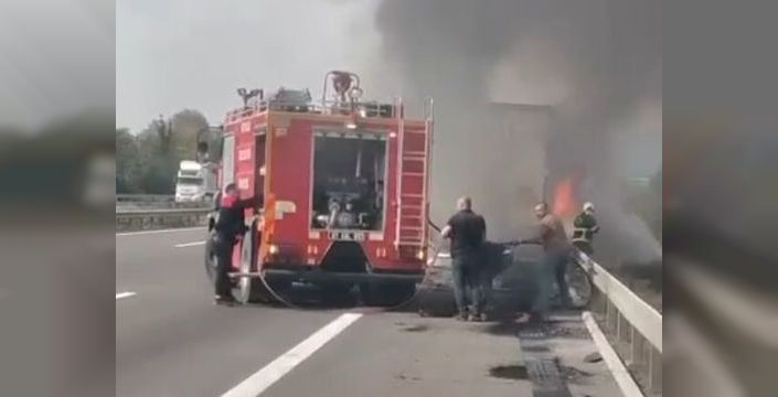 TIR'da çıkan yangın söndürüldü