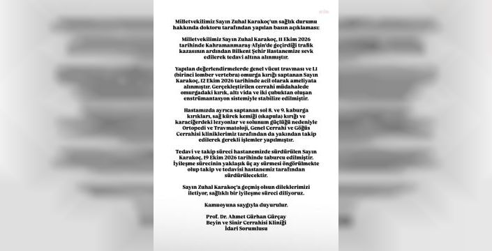 Zuhal Karakoç, trafik kazasının ardından taburcu oldu